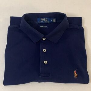 POLO RALPH LAUREN Custom Slim Fit Polo Shirt, Short Sleeve, Navy Sz. M/EUC
